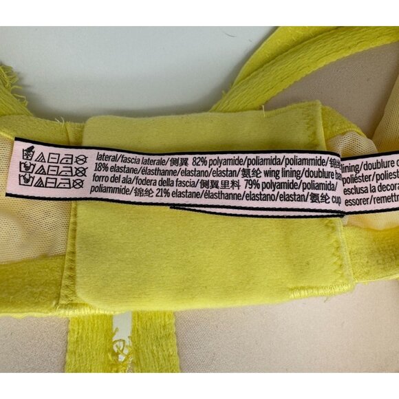 Victoria's Secret Dream Angels Push-Up Bra Yellow Lace Padded Underwire 36DD - Picture 8 of 8